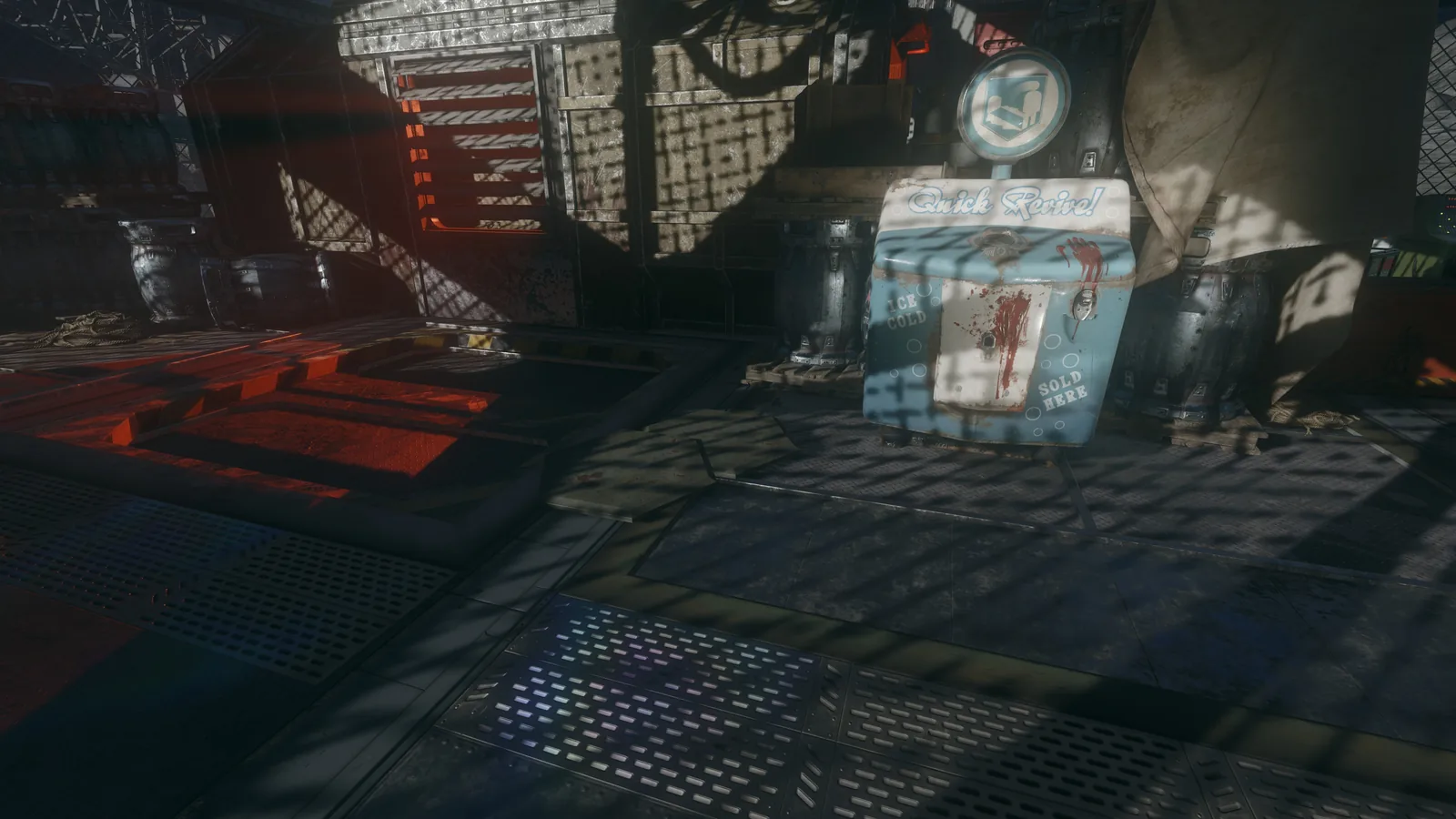 Las placas hexagonales ya materializadas en el suelo, junto a Quick Revive en Griffin Station