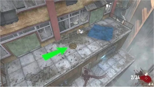Flecha verde señalando el Símbolo del Suelo de la AK74u